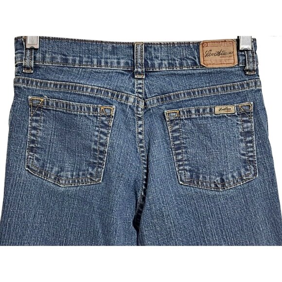 Levi Strauss Signature Jeans Girls Low Rise Flare Y2K Size 12 Regular Blue Denim - Picture 2 of 7